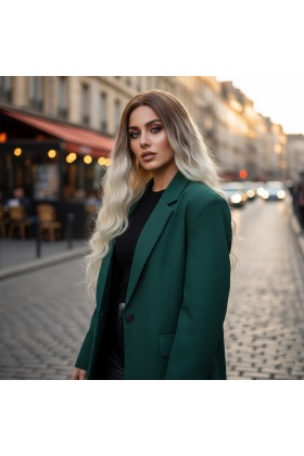 Fiber Sentetik Uzun Su Dalgası Peruk - Kumral / Platin Ombreli