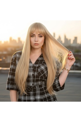 Fiber Sentetik Uzun Düz Kahküllü Peruk - Balköpüğü