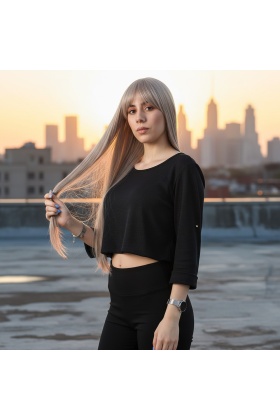 Fiber Sentetik Uzun Düz Kahküllü Peruk - Küllü Bebek Sarı