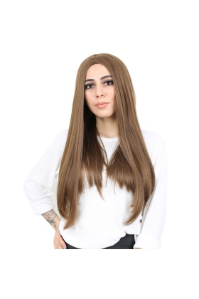 Fiber Sentetik Uzun Düz Peruk - Kumral