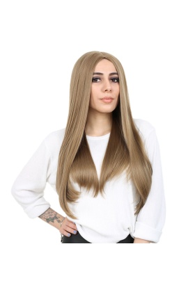 Fiber Sentetik Uzun Düz Peruk - Bebek Kumralı