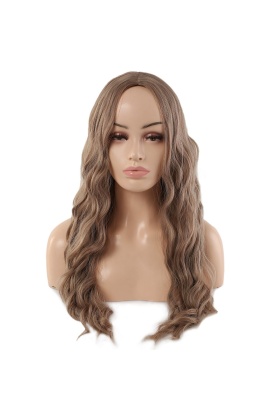 Su Dalgası Uzun Perçemsiz Fiber Sentetik Peruk - Küllü Bebek Sarı