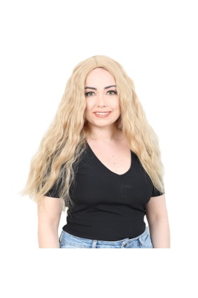 Kabarık Dalgalı Uzun Fiber Sentetik Peruk - Balköpüğü