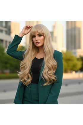 Kahküllü Uzun Dalgalı Fiber Sentetik Peruk - Balköpüğü