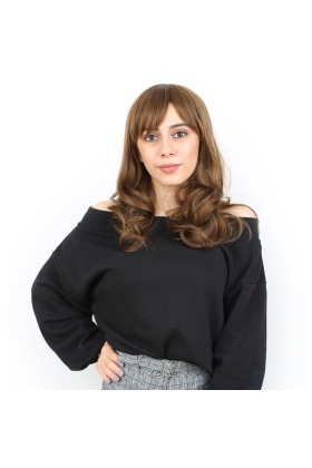 Dalgalı Perçemli Orta Boy Fiber Sentetik Peruk - Kumral