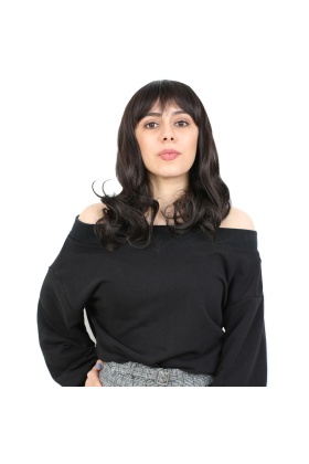 Dalgalı Perçemli Orta Boy Fiber Sentetik Peruk - Kahverengi