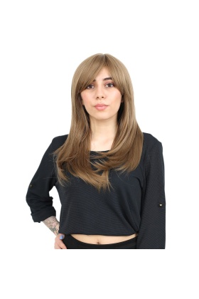 Düz Perçemli Orta Boy Fiber Sentetik Peruk - Bebek Kumralı