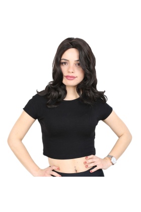 Kahkülsüz Fiber Sentetik Orta Boy Dalgalı Peruk - Kahverengi