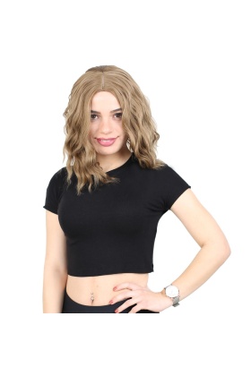 Fiber Sentetik Kısa Dalgalı Perçemsiz Peruk - Bebek Kumralı