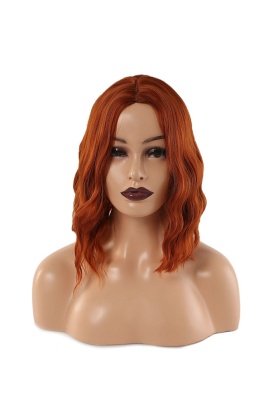Fiber Sentetik Kısa Dalgalı Perçemsiz Peruk - Bakır
