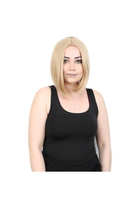 Kahkülsüz Düz Kısa Fiber Sentetik Peruk - Balköpüğü