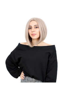 Kahkülsüz Düz Kısa Fiber Sentetik Peruk - Küllü Bebek Sarı