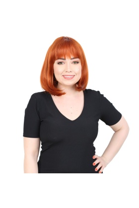 Küt Kahküllü Fiber Sentetik Peruk - Bakır