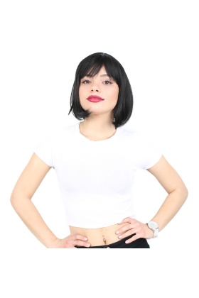 Küt Kahküllü Fiber Sentetik Peruk - Siyah