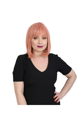 Küt Kahküllü Fiber Sentetik Peruk - Gül Kurusu