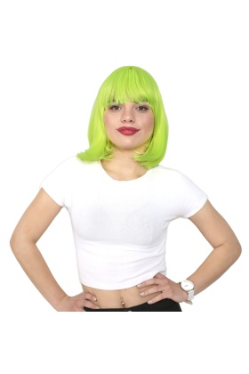 Küt Kahküllü Fiber Sentetik Peruk - Neon Sarı