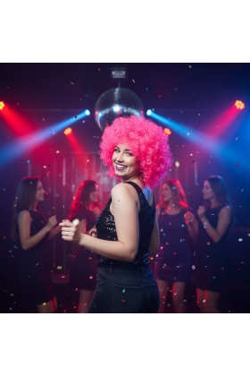 Animasyon Parti Ve Palyaço Peruğu - Neon Pembe