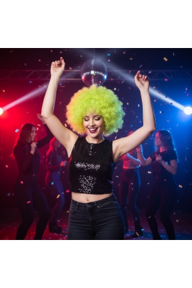 Animasyon Parti Ve Palyaço Peruğu - Neon Yeşil