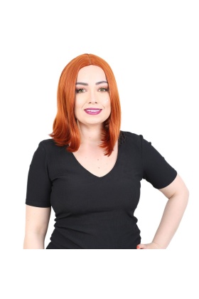 Fiber Sentetik Peruk Perçemsiz Kısa Düz - Bakır