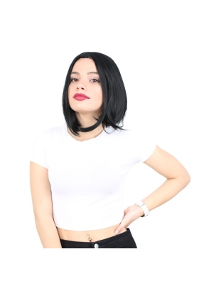 Fiber Sentetik Peruk Perçemsiz Kısa Düz - Siyah