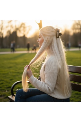 Fiber Sentetik Düz 8 Parça Çıt Çıt - Açık Platin