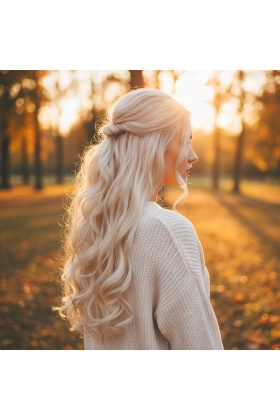 Fiber Sentetik Dalgalı 8 Parça Çıt Çıt - Açık Platin