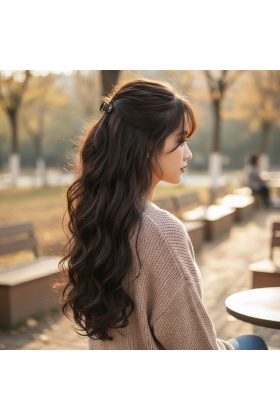 Fiber Sentetik Dalgalı 8 Parça Çıt Çıt - Açık Kahve