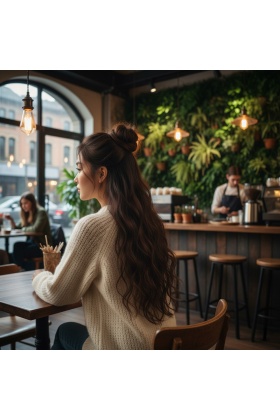 Fiber Sentetik Kabarık Dalgalı 8 Parça Çıt Çıt - Açık Kahve