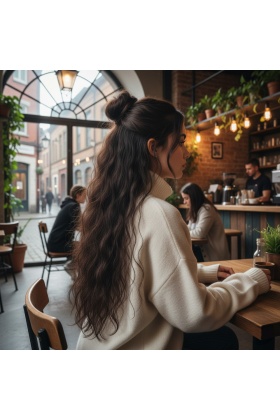 Fiber Sentetik Kabarık Dalgalı 8 Parça Çıt Çıt - Kahverengi