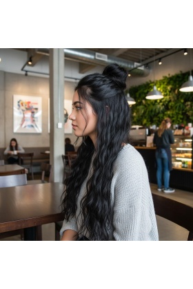 Fiber Sentetik Kabarık Dalgalı 8 Parça Çıt Çıt - Siyah