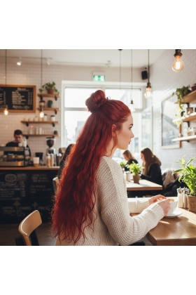 Fiber Sentetik Kabarık Dalgalı 8 Parça Çıt Çıt - Kızıl