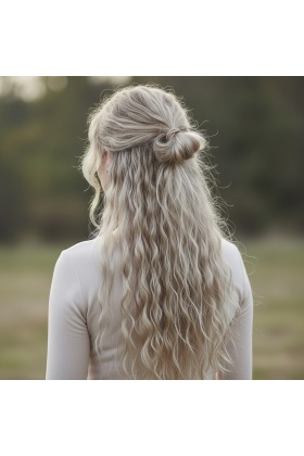 Fiber Sentetik Kabarık Dalgalı Yarım Ay + 2 Yan Çıt Çıt - Balköpüğü Platin Röfleli