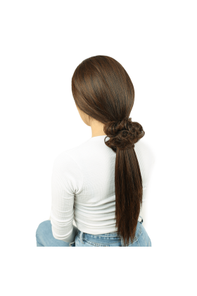 Saçlı Lastikli Topuz Toka - Kahve Karamel