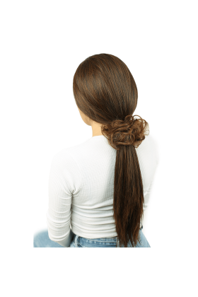 Saçlı Lastikli Topuz Toka - Bebek Kumralı