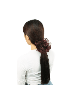 Saçlı Lastikli Topuz Toka - Koyu Kızıl