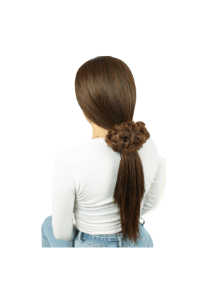 Yoğun Saçlı Lastikli Topuz Toka - Karamel