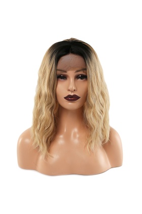 Fiber Sentetik Dalgalı Kısa Tül Peruk - Siyah Balköpüğü Ombreli