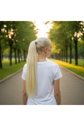 Bağlamalı Düz At Kuyruğu - Açık Platin