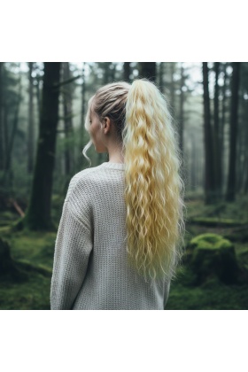 Bağlamalı Kabarık Dalgalı At Kuyruğu - Açık Platin