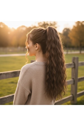 Bağlamalı Kabarık Dalgalı At Kuyruğu - Kumral