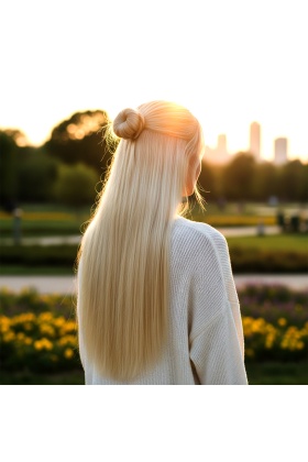 Fiber Sentetik Düz Yarım Ay + 2 Yan Çıt Çıt - Platin