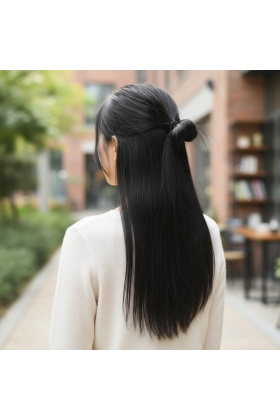 Fiber Sentetik Düz Yarım Ay + 2 Yan Çıt Çıt - Siyah