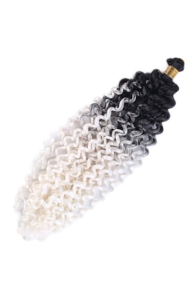 Afro Dalgası Saç - Siyah Beyaz Ombreli