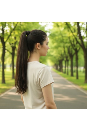 Bağlamalı Düz At Kuyruğu - Açık Kahve