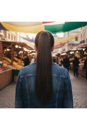 Tokalı Düz At Kuyruğu - Açık Kahve