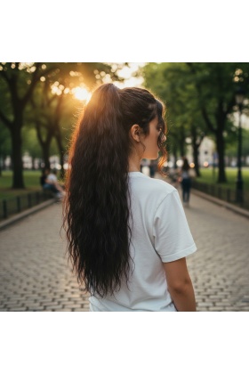 Tokalı Kabarık Dalgalı At Kuyruğu - Kahverengi