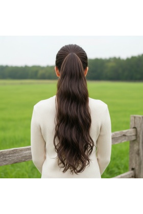 Tokalı Dalgalı At Kuyruğu - Kahve Karamel