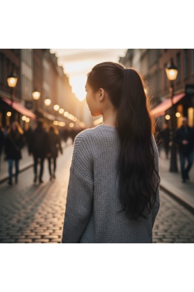 Tokalı Dalgalı At Kuyruğu - Kahverengi