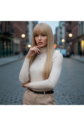 Düz Perçemli Uzun Fiber Sentetik Peruk - Balköpüğü