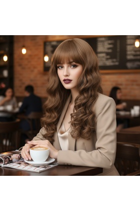 Dalgalı Perçemli Uzun Fiber Sentetik Peruk - Bebek Kumralı